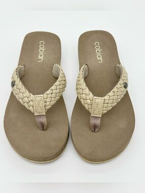 Cobian Braided Tan Flip Flop Sandals | Size 6 | Comfort Thong Slides | EUC
